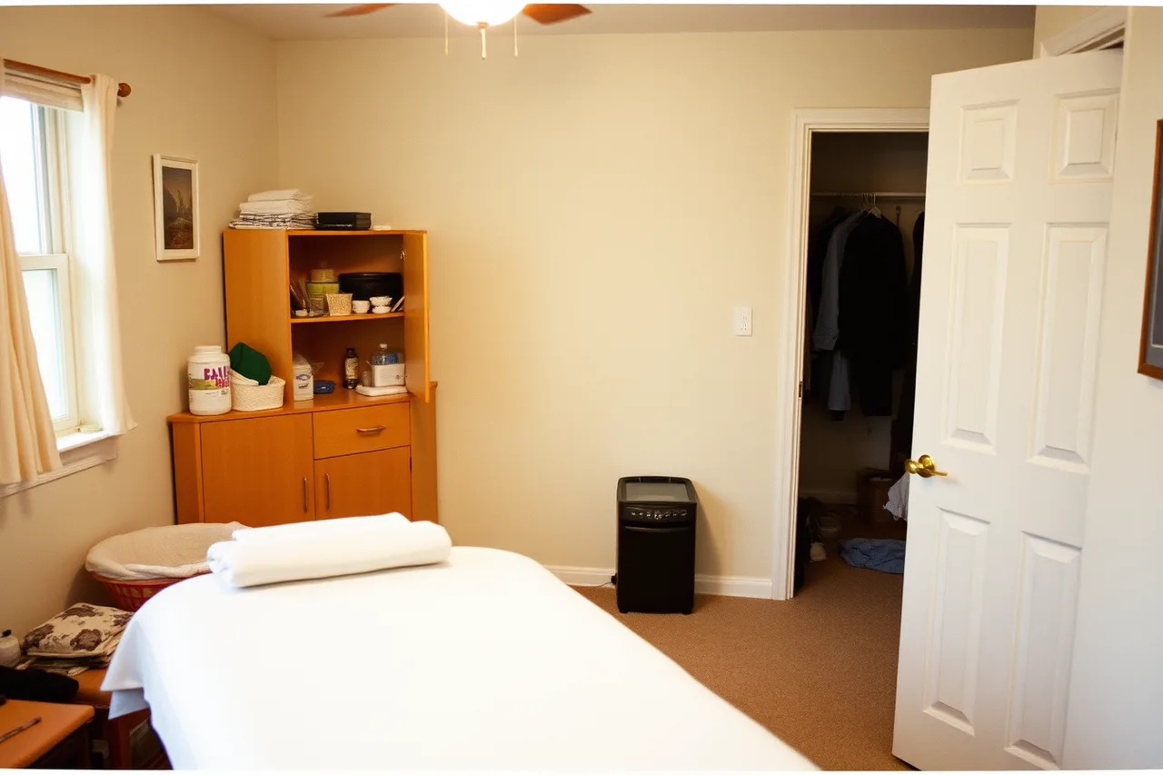 Dedicated home massage room with table and no personal items (What IRS Schedule C lets US massage practices deduct, and what it does not)
